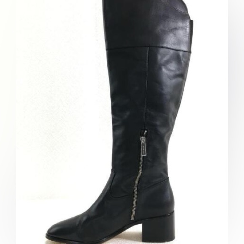 MICHAEL MICHAEL KORS Dylan Black Leather Tall Boots Chunky Heel Size 7.5 - Picture 12 of 12